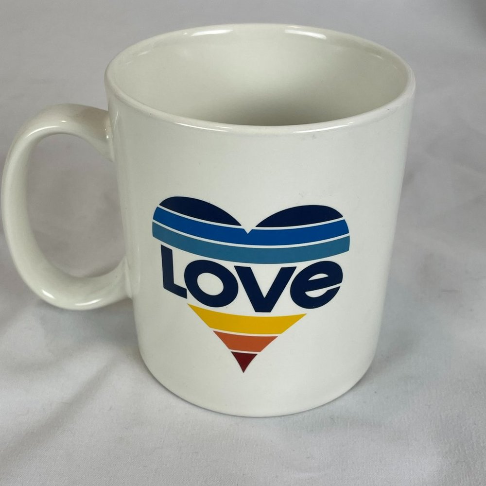 Life Is Good LOVE Mug Cup Coffee Retro 80s Design White